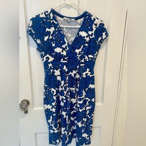 Boden Blue and White Floral Midi Dress